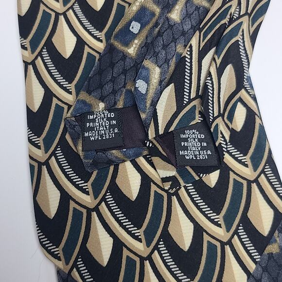 Zylos George Machado 100% Italian Silk Necktie Lot Of 2 Blue Abstract - Picture 3 of 4